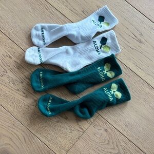 ALOHA Pickleball Women's Athletic Socks - White and Teal Set